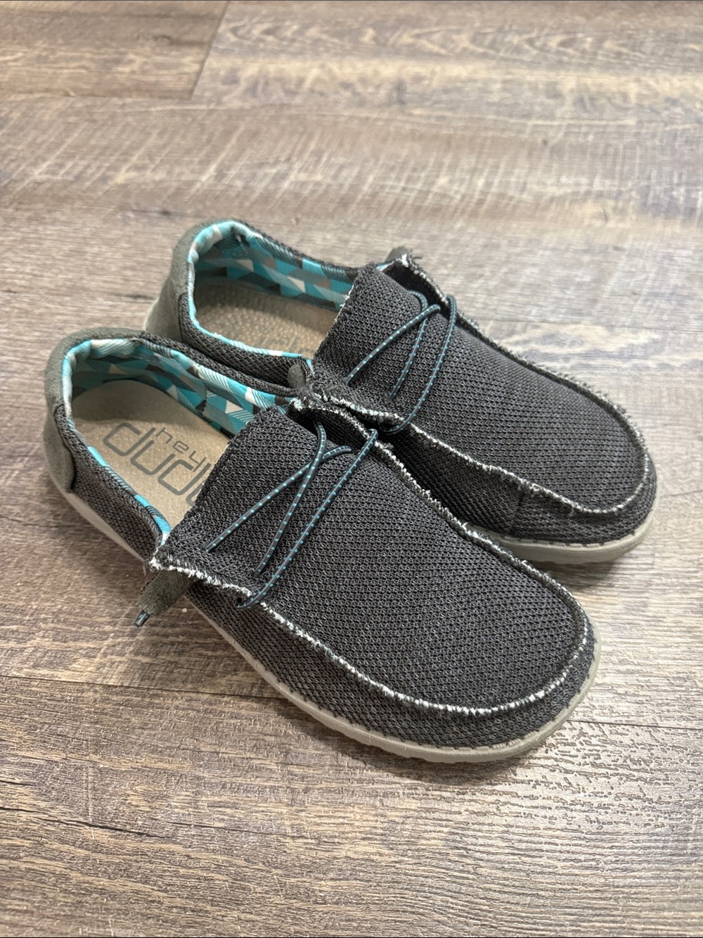 Hey Dude Women’s Stretch Sox Slip-On Moccasins in Charcoal/Teal